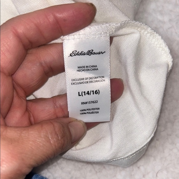 Eddie Bauer Blue and White Pajama Set with Cozy Stripes - Picture 5 of 5